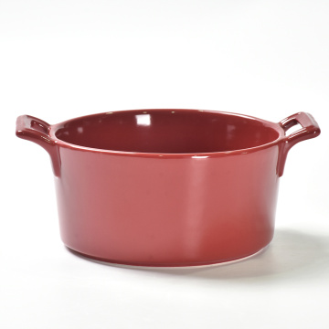 Customized Round Shape Ceramic Casserole Dish With Lid