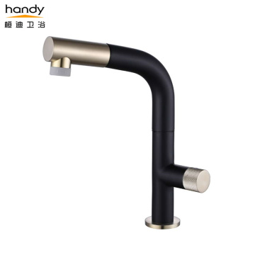 Schwarz-Gold Pull Down Kitchen Sink Mixer Wasserhahn