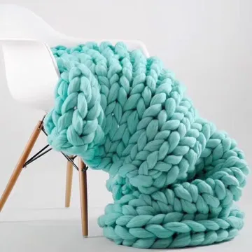 120x150cm Fashion Hand Chunky Wool Knitted Blanket Thick Yarn Merino Wool Bulky Knitting Throw Blankets Chunky Knit Blanket