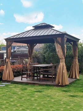 Outdoor Pergola Pavilion 12' x 10' Hardtop Gazebo