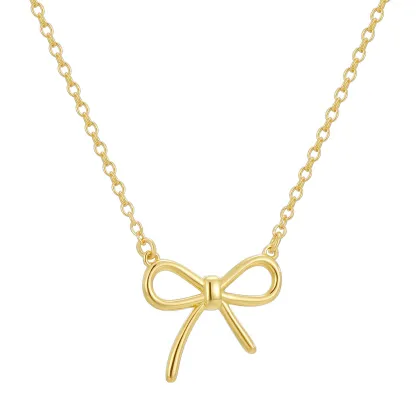 Fashion 18K Gold Plated Necklace Pendants for Jewelry Making - Gold Bow Necklace