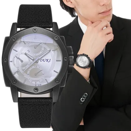 WJ-11428 Men's Fashion Causal Leather Quartz Watches - Wholesale Business Wrist Watches