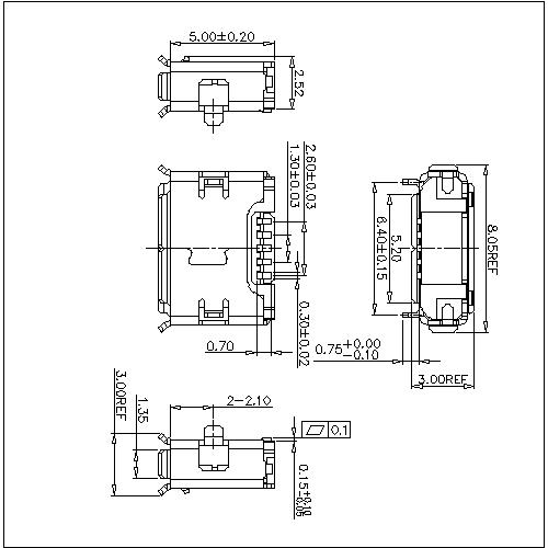 MUFM07 7-Micro USB 5P Receptacle AB TYPE SMT (Shell Dip) 