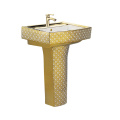 Modern luxury golden ceramic wash pedestal basins