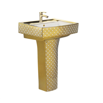 Modern luxury golden ceramic wash pedestal basins