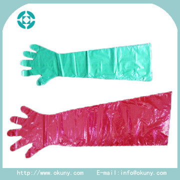 Disposable pe plastic long veterinary glove with CE certificates