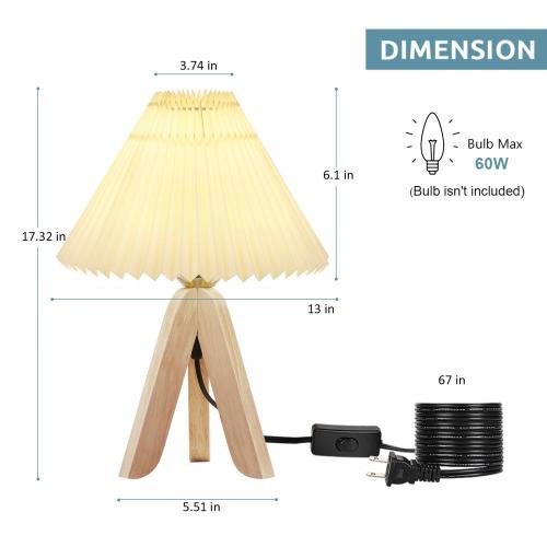 Diseño de moda Base de madera Lámpara de mesa de dormitorio