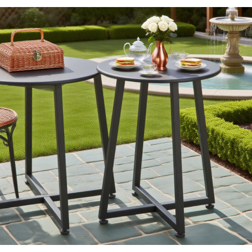 Modern Industrial Style Iron Side Table in Black