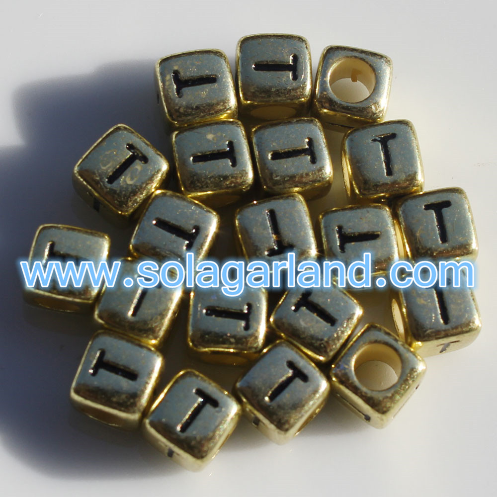 6*6MM Square Letter Beads