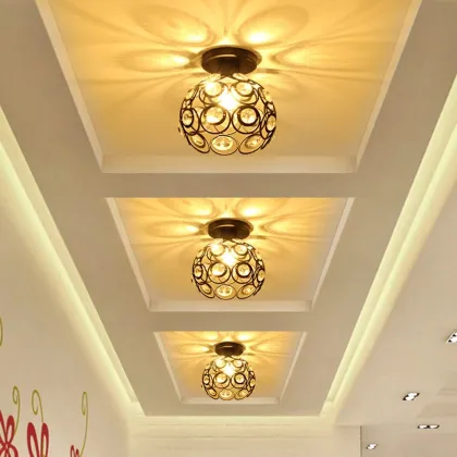Crystal Chandelier Light for Hallway - 1-Light Flush Mount Ceiling Lamp