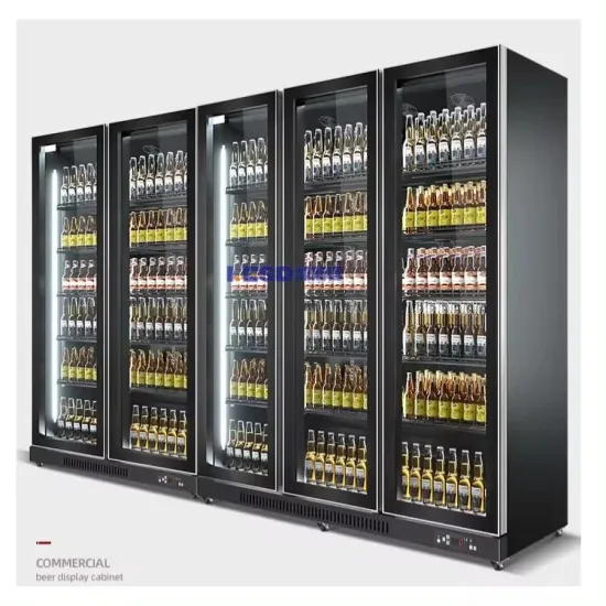 Supermarket Commercial Refrigerator Vegetable Fruit Cake Display Freezer Black LED Beer Showcase