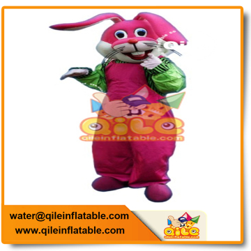 Life size walking happy easter pink rabbit mascot soft plush unisex adult easter rabbit costume for party