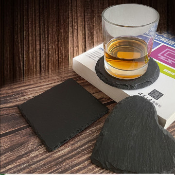 Round Black Slate Coasters and Placemats with Engraving