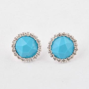 silver plated  clip earring with swarovski stone and turquois