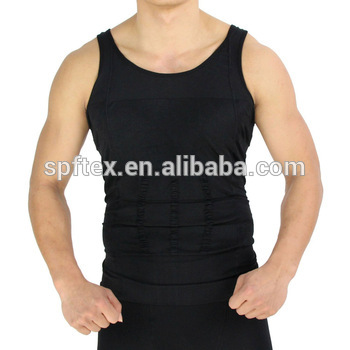 Mens Slimming Body Shaper Vest Shirt Black