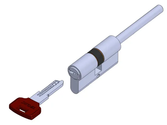 Long bar sided pc key cylinder lock