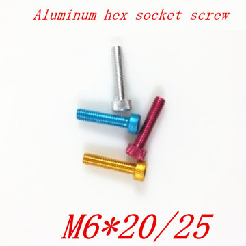 10pcs/lot free shipping M6*20 m6x25 red gloden blue purple colourful aluminum hex socket cap head screw