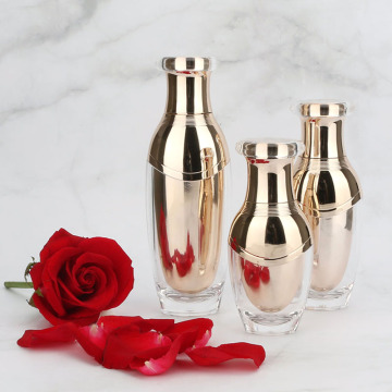 Acrylic rose gold pump cosmetic bottle and jar