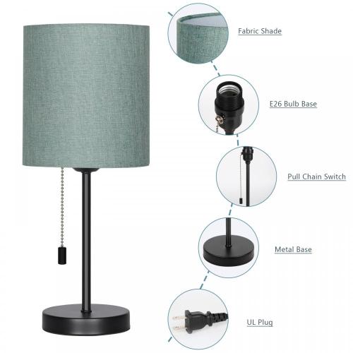 Pull Chain Desk Lamp with Fabric Shade