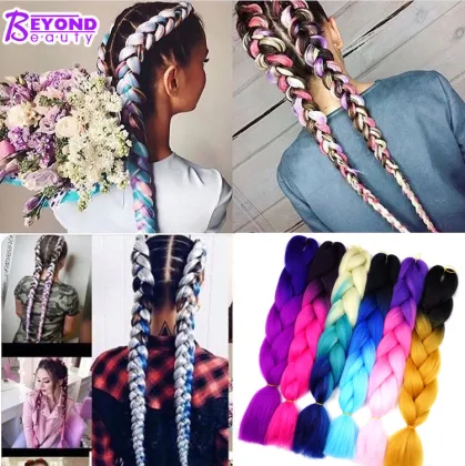 ombre braiding hair synthetic fiber jumbo box braids rainbow crochet braiding hair