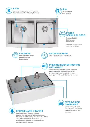 Stainless Steel Double Bowl Apron Handmade Kitchen Sink