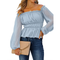 Ladies Chiffon Ruffles Off the Shoulder Blouse Tops