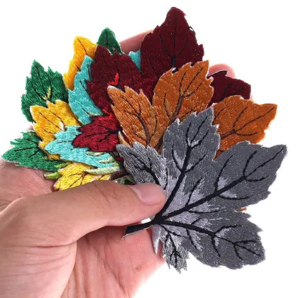 Colorful Maple Leaf Applique Embroidered Patches