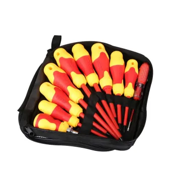 10-Piece Electrician's VDE Insulated Telescopic Screwdriver Set for High-Voltage Resistance