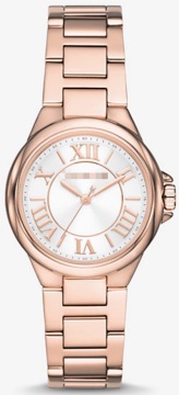 33mm Rose Gold Stainless Steel Roman Numeral Ladies Quartz Wrist Watch