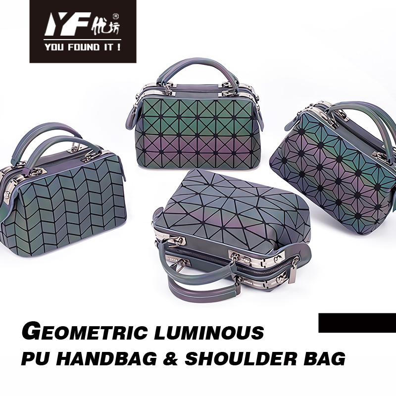 Geometric luminous purses and handbags for women holographic reflective crossbody bag shoulder bag