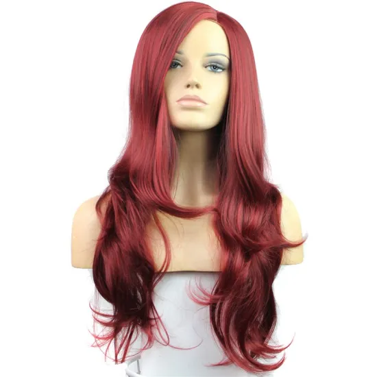 High Quality Natural Wave Burgundy Beauty Synthetic Cosplay Wig