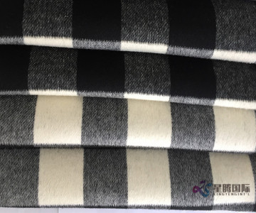 Black and white Plaid 100% Wool Fabric