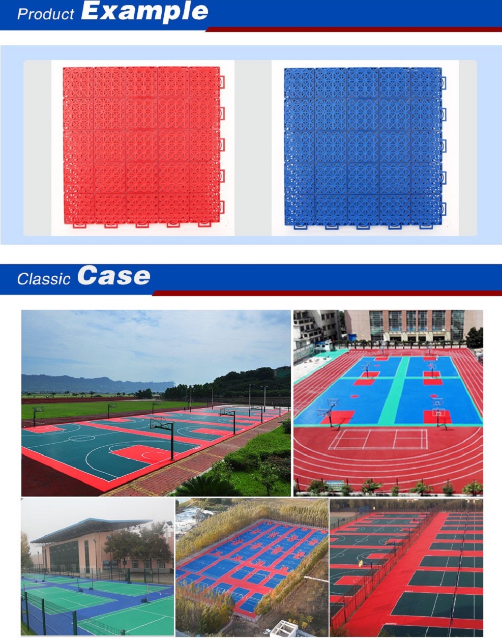 Outdoor basketball court tiles