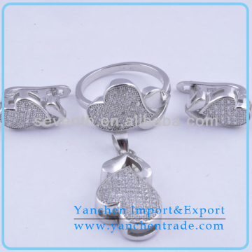 2014 Fashionable Jewelry Sets with Rhodium Plated Micro Pave Setting CZ Diamonds