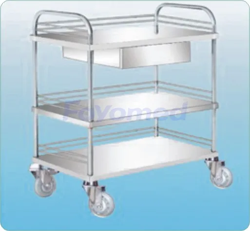 3-ply Stainless Steel Instrument Trolleys (With Drawer)