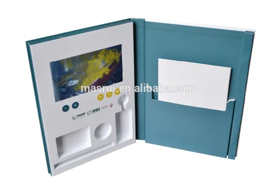 Customized video brochure with pocket greeting card with LCD screen cards for advertising gift promotion