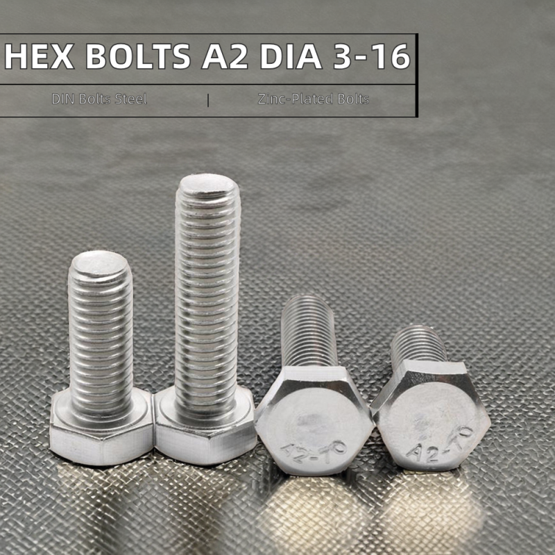 Factory Wholesale A2 Stainless Steel M3-M16 Full Thread Hexagon Bolts DIN 931-933 Hex Head Bolts M4-M10 Sizes Available
