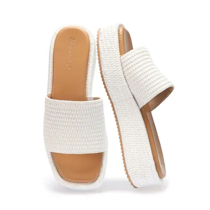 Woven Straw Flatform Beach Sandals Women