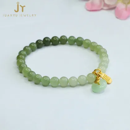 Wholesale High-Quality Hetian Jade Pearl Fengshui Crystal Beaded Bracelets for Women in Chinese Style