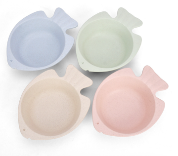 Children Fish Shape Wheat Straw Bowl