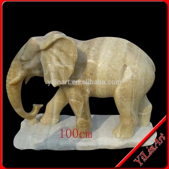 Yellow Stone Elephant Statue Sculpture Carving