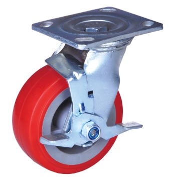 5'' industrial brake caster pu wheels