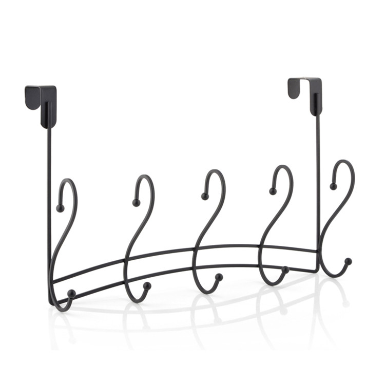 black rack hook over door coat clothes hanger