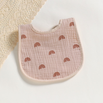 Rainbow Heart & Cartoon Design Organic Cotton Muslin Baby Feeding Bibs and Burp Cloths