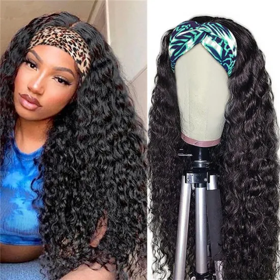 cheap natural virgin brazilian hair human wig vendors deep wave headband wig human hair