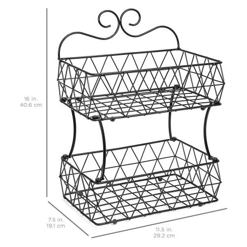 2 Tier Fruit Basket Display Stand-Screws Free Design