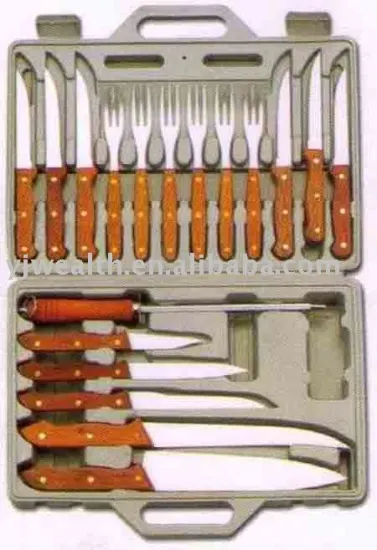 Hot-Sale 18pcs kitchen knife set in plastic case
