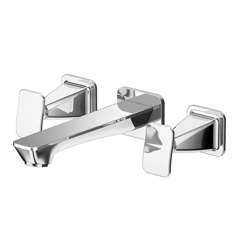 Double lever wall basin mixer faucet