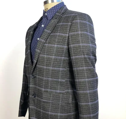 men's one buttons grid business casual blazer suit