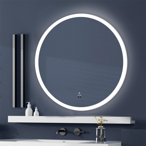 Espejo de maquillaje de tocador de baño circular con luces